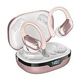 HAOYUYAN Wireless Earbuds, Sports Bluetooth Headphones, 80Hrs Playtime Ear Buds with LED Power Display, Noise Canceling Headset, IPX7 Waterproof Earphones for Workout/Running (Rose Gold)
