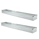 zunatu 10x2x1ft(2 Pack) Galvanized Raised Garden Bed,Outdoor Planter Box Metal Patio Kit Planting Bed for Vegetables Flowers and Succulents,Silver