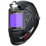 ARCCAPTAIN Large View 3.94" x 3.66" True Color Auto Darkening Welding Helmet with Light, Solar Powered Welding Hood, 4 Arc Sensor Wide Shade 4/5-9/9-13 for Stick MIG TIG Cut