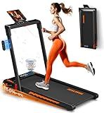 Treadmill with Speaker, 6-in-1 7.5MPH Foldable Treadmill for Home with App Compatible, Walking Pad with 10% Incline, LED Display, 3.0HP Brushless Drive, 350 LB Weight Capacity, 12 HIIT Programs