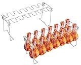 Victhur Chicken Leg Rack for Grill 2 Pack - 14 Slots Stainless Steel Chicken Drumstick Holder & Wing Rack for Smoker BBQ Oven Grilling (Set of 2)