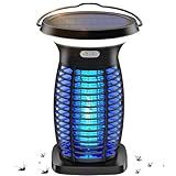 Solar Bug Zapper Outdoor, Rechargeable & Solar Powered, 4200V High Voltage for Effective Mosquito & Multi-Insect, Pet/Child Safe with UV Light, Waterproof for Camping Courtyard Indoor Outdoor