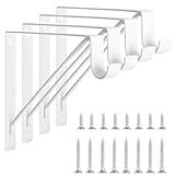 KOVOSCH 4 Pack Heavy Duty Closet Shelf & Rod Brackets, Wall Mounted Closet Shelf Brackets, 11 x 10.2 Inch Closet Shelf Brackets with Rod Support, White