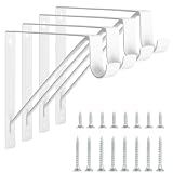 KOVOSCH 4 Pack Heavy Duty Closet Shelf & Rod Brackets, Wall Mounted Closet Shelf Brackets, 11 x 10.2 Inch Closet Shelf Brackets with Rod Support, White