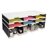 Ultimate Office Desktop Organizer 6 Letter Tray Sorter PLUS Riser Storage Base for Easy Access to Lower Slots, Desk Accessories & Supplies. Optional File Topper & Drawers