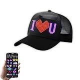 LED Hats, LED Display Screen Baseball Caps with Programmable Scrolling Message, Bluetooth APP Control, Custom Text, Patterns & Animations Hat - Perfect for Festivals, Parties & Raves Black