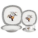 Stylish and Elegant 20 Pieces Porcelain Square Dinnerware Set Service for 4 People for Hosting Parties and Events - Chef Design