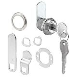 Prime-Line U 9941 Diecast Drawer and Cabinet Lock, 3 Cams, Trim Collar, 2 Washers, 2 Keys and Fasteners, 5/8” Length for 5/16” Max Panel Thickness, Stainless Steel (Set of 1)