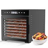 OLIXIS Food Dehydrator Machine, 500W Jerky Dehydrators with 8 Stainless Steel Large Trays, 185°F Temperature Control & 24H Timer Food Dryer for Fruit Meat Herb Dog Treats, Black