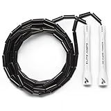 Elite Jumps - Do Hard Things 1” Beaded Jump Ropes - Strong & Durable Materials - Resize & Adjust - Fitness & Cardio Training - Improve Rhythm, Speed, Agility - White/Black