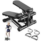 Sweetcrispy Mini Stair Steppers with Resistance Bands for Exercise at Home, Portable Exercise Twist Stepper Machine for Full Body Workout, 300LBS Capacity