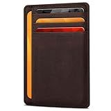 Oak Leathers Leather Slim Minimalist Wallet for Men & Women RFID Front Pocket Leather Card Holder Wallets (Brown Hunter, Small)
