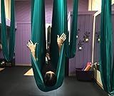 F.Life Aerial Yoga Hammock 5.5 yards non Stretch Aerial Silk Fabric Swing for Antigravity Yoga Inversion Include Daisy Chain,Carabiner and Pose Guide(Dark Green)