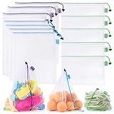 SPLF 12 Pcs Heavy Duty Reusable Mesh Produce Bags