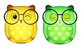 2 PCS Owl LED Plug in Night Light for Kids- Wall Lamp Take Good Care Children Sleep Light Sensor Auto Controlled Nightlights for Baby Nursing (Yellow+Green)