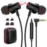 Wired Headphones Earphones for Laptop PC Chromebook Noise Isolating Ear Buds with 3.5mm Plug in Audio Jack Microphone HiFi Stereo Clear Call Volume Control for Kindle Fire Switch MP3 Android School