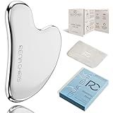 Rena Chris Gua Sha Facial Tools, Stainless Steel Guasha Tool for Acupuncture, Manual Massage Tool for Jawline Sculpting and Puffiness Reducing, Gua Sha Facial Massage Tool, Skin-Care Gift