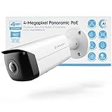 Amcrest Panoramic IP POE Camera, 180° Panoramic 4-Megapixel POE IP Bullet Camera, Security Outdoor Camera, 65ft Nightvision, IVS Features and People Counting, MicroSD Recording, IP4M-PB181EW-AI White