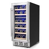 Icyglee 15" Wine Cooler Refrigerator,30 Bottle Dual Zone Wine Fridge,Silver