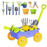 Dimple Garden Wagon & Tools Toy Set, Kids Gardening Set - 15 Pcs Outdoor Toys for Toddlers,Sand Toys - Sturdy & Durable Top Yd, Beach, Sand, Garden Play Set for Kids & Toddler Gardening Tools, Age 3+