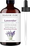 Majestic Pure Essential Oil with Glass Dropper - Essential Oils for Diffuser, Aromatherapy, Soap and Candle Making, Lavender Essential Oil, Lavender Oil, 4 Fl Oz