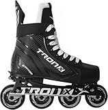 TronX Stryker Adjustable Senior Intermediate Junior Youth Roller Inline Hockey Skates, 2024 New Model (JR Skate 2-5 (Shoe Size 3.5-6.5))