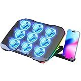 AIMIUZI Laptop Cooling Pad, Gaming Laptop Cooler with 9 Quiet Fans, Laptop Cooling Stand for 12-17 Inch, Laptop Computer Fan with 5 Height Adjustable,2 USB Ports,1 Phone Stand