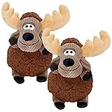 KONG Sherps Floofs – Plush Dog Toy with Flat Squeaker & Crackly Noise – Soft, Snuggly Cuddly Toy for Indoor Fetch & Gentle Play, Durable Lined Design (Moose (2 Pack))