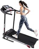SereneLife Folding Treadmill - Foldable Home Fitness Equipment with LCD for Walking & Running, 6 MPH Speed, 1HP Motor, Cardio Machine, 4 Manual Incline Levels, 12 Programs, Bluetooth, 265lbs Capacity
