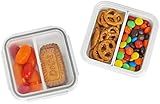 carrotez 2 Compartment Snack Containers, Mini Snack Containers for Mini Fridge, Small Food Storage Containers, Airtight Lids, Reusable, 1.1 cup, 2 PACK