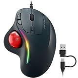 PORLEI Wired Trackball Mouse with RGB Lighting, Ergonomic Thumb Control to Reduce Muscle Strain, 5 Adjustable DPI, Dual USB-C & USB-A Connectivity, Compatible with PC, Laptop, Mac, Windows-Red