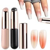 Fcozpjk Silicone Brush for Ombre Nail Art, 2Pcs Reusable Gel Polish Brush Gradient Nail Design, Silicone Pen Chrome Powder Applicator Brush, Soft Head Stamper for Stamping Nail Art, Manicure Tool