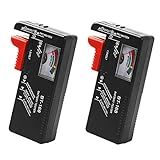 2 Pack Battery Tester, Universal Battery Checker for AA/AAA/C/D / 9V / 1.5V Button Cell Batteries Household Battery Life Level Testers Power Monitor Meter (Requires No Battery for Operation)