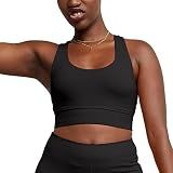 Hanes Originals Women's Bralette, Longline Bra, Pullover Cotton Jersey Longline Bra with Moderate Support Black