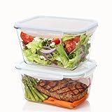 Hontent 2 Pack Large Glass Storage Containers with Lids 85oz/10.5cup Big Airtight Glass Food Storage Containers for Rotisserie Chicken Watermelon Meal Prep, BPA Free, Freezer Dishwasher Oven Safe