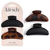 Kitsch Medium Hair Clips for Women - Black and Tort, 2pcs
