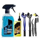 WEIDMAX 7 in 1 Bike Chain Cleaning Kit, Bike Chain Cleaner includes 350ml Degreaser Spray, 100ml Chain Lube, 4 Brushes & Towel, Bicycle Chain Cleaner for MTB/Road Bicycle