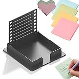 TUMPETY Sticky Note Stencil with Post It Notes, 3x3 Sticky Note Dispenser with Template, Memo Notepad Organizer with Line Frame Drawing Template for Home Desk Office Accessories (Black 1 Piece)