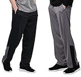 DEVOPS Men's Active Performance Workout Athletic Training Sweatpants Gymwear (Large, Black [2 Pack])