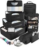 Veken 10 Set/8 Set Packing Cubes for Travel Essentials,Anti-Wrinkle Buckled Suitcase Organizer for Shoe & Toiletry Bag,Carry On Luggage Bag for Airplane & College Dorm Room Accessories,Women Men Gifts