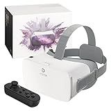 DESTEK V5 VR Headset for Phone w/VR Gamepad, 128 Premium VR apps Included, Anti-Blue Eyes Protected HD Lenses, 110° FOV Virtual Reality Headsets for iPhone, Android Phone