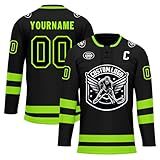 Onegam Custom Hockey Jersey for Men Women Youth, Breathable Ice Hockey Practice Uniform Sports Training Outfit Team Jerseys Black Green