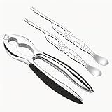 Crab crackers and tools, Crab and Lobster Seafood Tool Set, 3-Piece Easy-to-Use Heavy Duty Multipurpose Lobster Claws and Pick Set, Non-Slip Handles with 2 Stainless Steel Forks/Pliers Set, Black