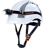 SAFEBUILDER H1X Construction Safety Helmet with Headlight Hard Hat Headlamp Adjustable Ventilation Hardhats Certificate ANSI/ISEA Z89.1 (H1 White+05L Light)