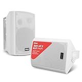 Pyle 6.5 Inch Wall Mount Waterproof Speaker System for Indoor or Outdoor Wireless Bluetooth Surround Sound System, White (2 Pack)