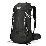 Esup 50L Camping Hiking Backpack Men with rain cover 45l+5l Lightweight Backpacking Backpack Travel Backpack (Black New)