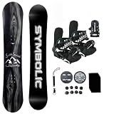 Symbolic Knotty Snowboard + Bindings with Leash, Stomp Pad Package(Bindings Black L/XL Men(fit 9-15), 155cm Hybrid Rocker)