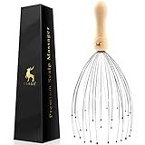 USAGA 32 Fingers Head Massager, Head Scratcher Scalp Massager for Scalp Body Relaxing Wood Handle (1 Pack)