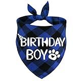 STMK Dog Birthday Bandana, Multi Sizes Dog Birthday Boy Bandana for Small Medium Large Dogs Pets (Large, Blue)