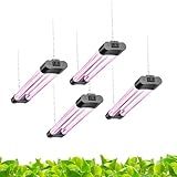 Hlite 16inch 4 Pack LED Grow Lights - Linkable Grow Lights for Indoor Plants, Full Spectrum Plant Lights Plug and Hanging Design with On/Off Switch Hanging Grow Light from seedling to Flowering, Black